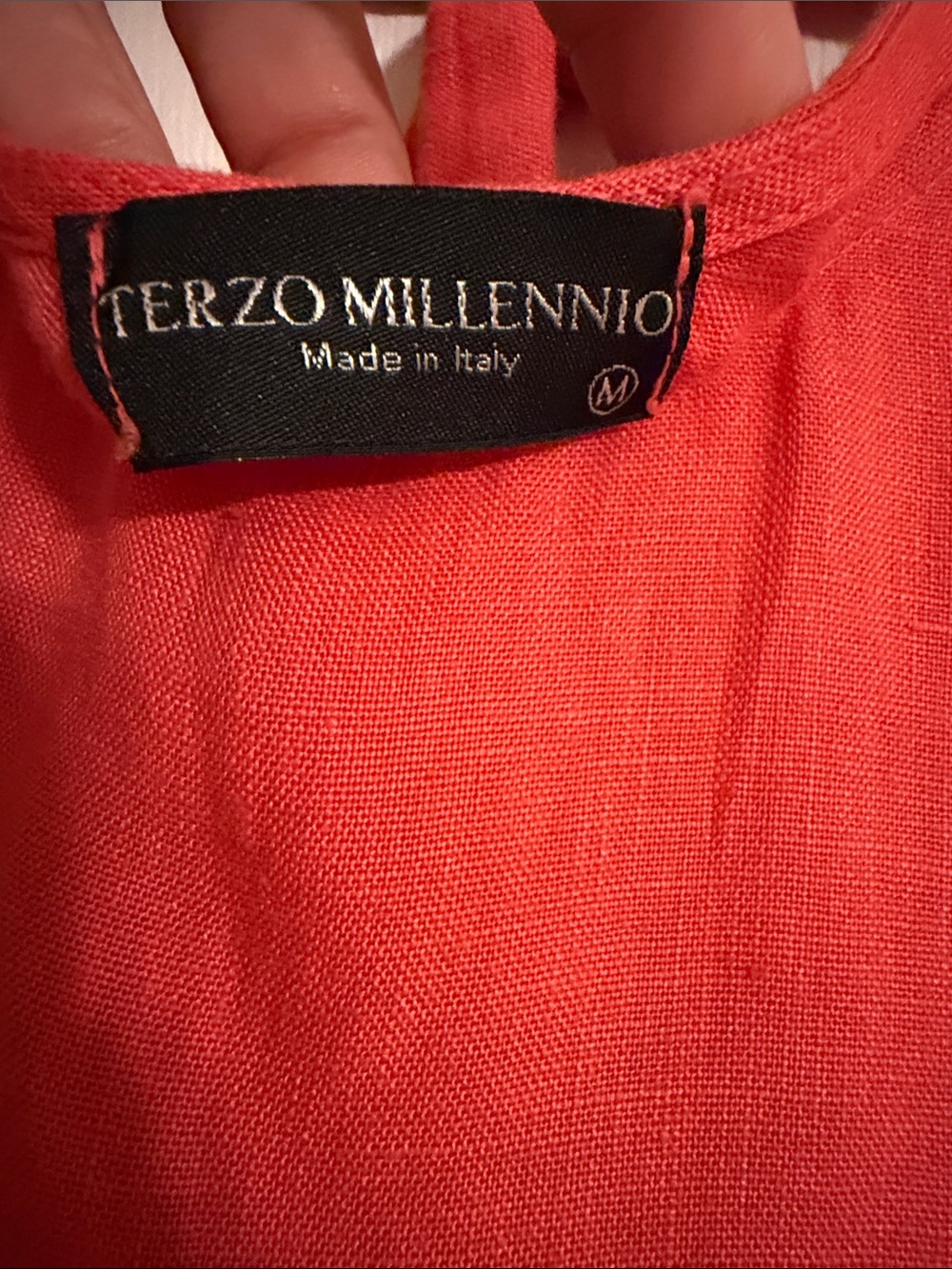 Terzo Millennio Italy 100% Linen Sleeveless Flounce Hem Dress - Coral - Size M - Picture 2 of 6